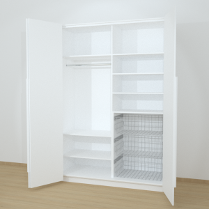 Riidekapp Garderoob Voldikuksega Kolme Pesukorviga Paremal Valge 