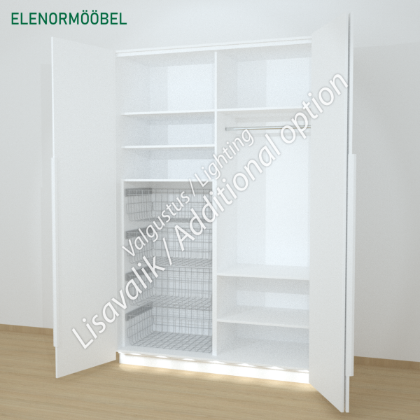 Riidekapp Garderoob Voldikuksega Nelja Pesukorviga Vasakul Valge 