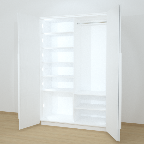 Riidekapp Garderoob Voldikuksega Kahe Pesukorviga Kahe Jalatsikorviga Vasakul Valge 