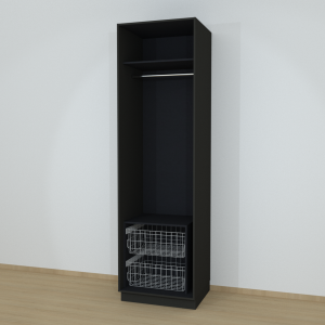 Riidekapp Garderoob Kahe Käänduksega Kahe Pesukorviga Must Struktuurne