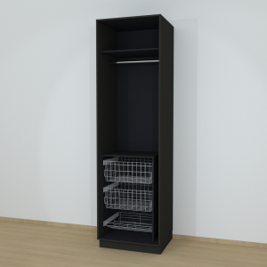 Riidekapp Garderoob Kahe Käänduksega Kahe Pesukorviga Ühe Jalatsikorviga Must Struktuurne