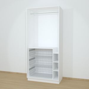 Riidekapp Garderoob Avatud Kolme Pesukorviga Valge 