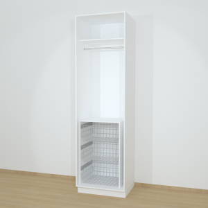 Riidekapp Garderoob Kahe Käänduksega Kolme Pesukorviga Valge 